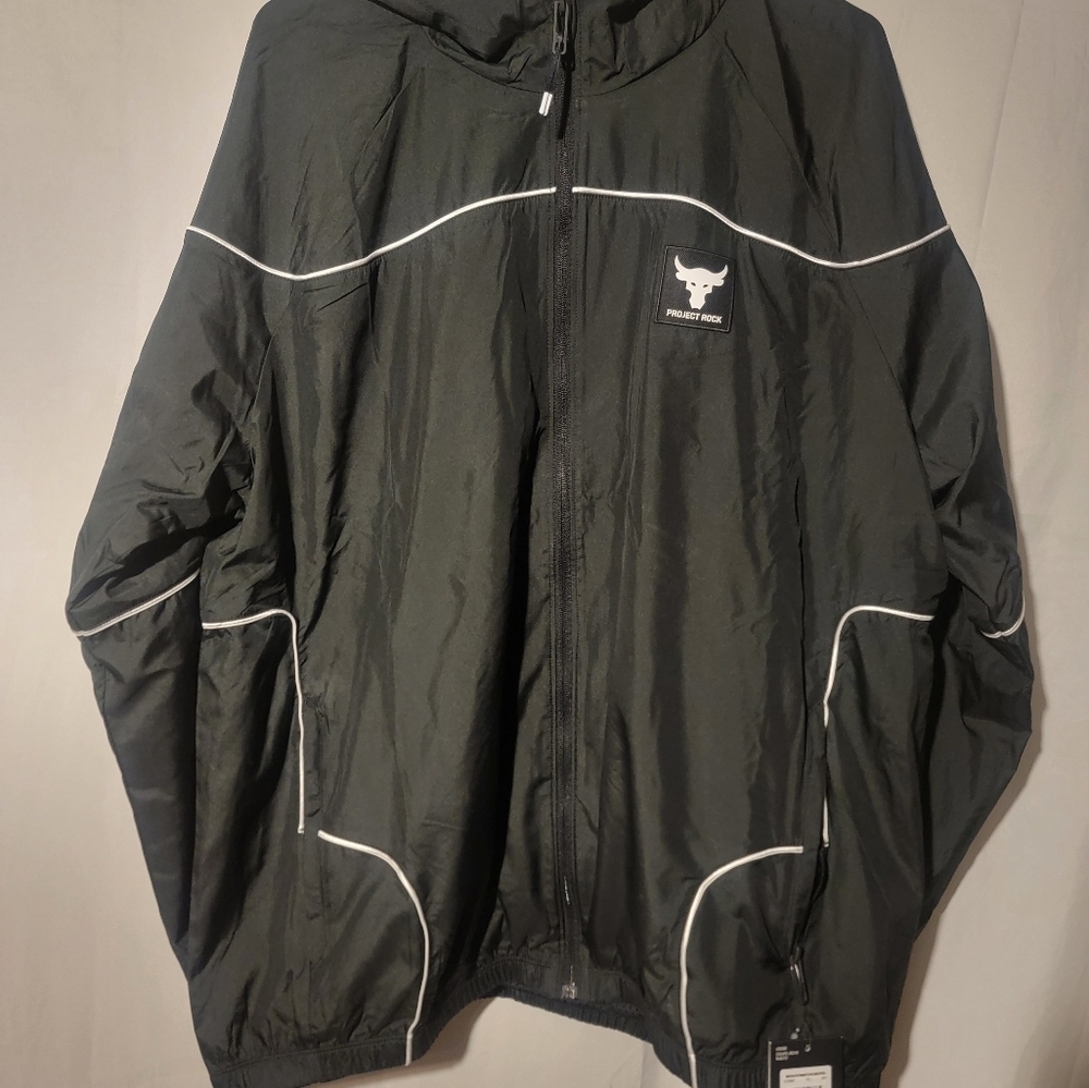 Under Armour Project Rock Brahma Jacket Black White Mens Size XL